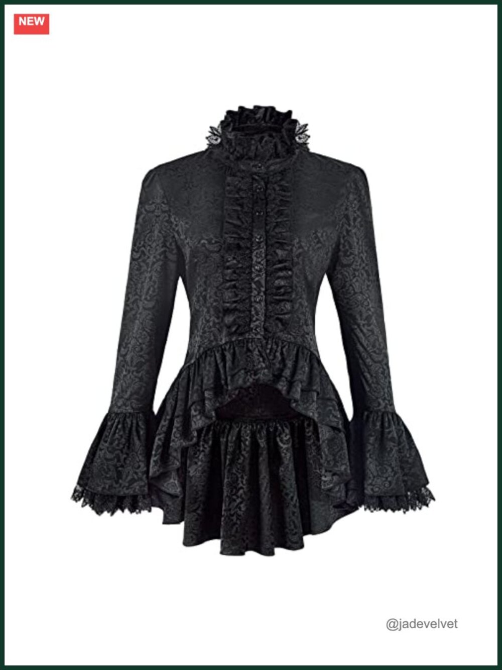 Victorian Ruffle Lace Long Sleeve High Low Blouse Gothic Renaissance Top